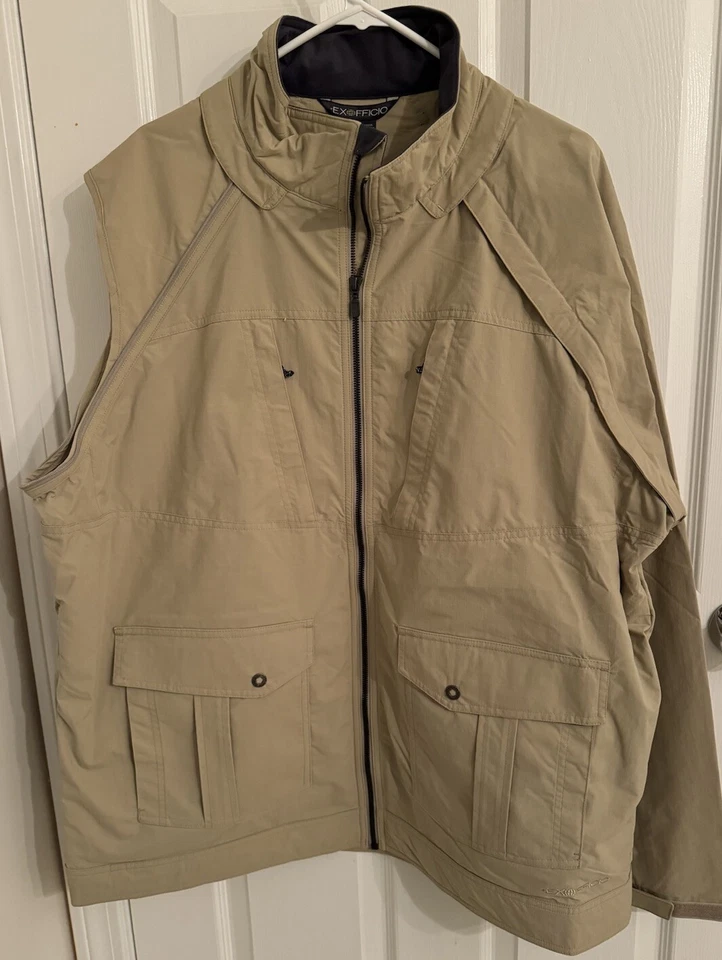 Exofficio Jacket Men 2XL FlyQ Convertible Sleeve Zip Hiking Travel UPF MSRP $150 - Image 1 of 4