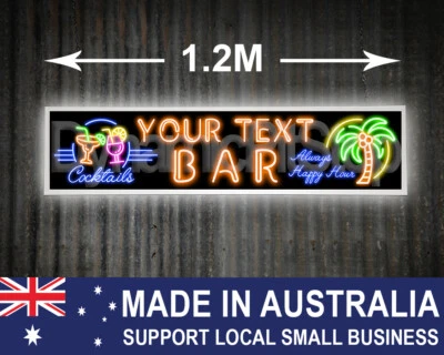 Large Cocktail Bar Illuminated Neon Led Lightbox Personalised Australian made - image 1 of 4