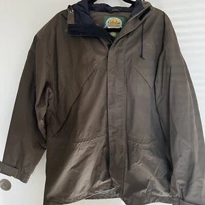Cabela Mesh Brown Lined Coat Zipper Jacket w/Hood SZ L Nylon - Picture 1 of 5