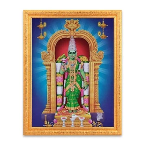 Meenakshi Amman Devi  Sparkle Photo In Golden Frame (14 X 18 Inch) - Picture 1 of 4