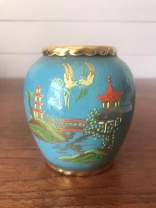 Vintage Carlton Ware Bleu Royale Pagoda Vase Made In England 9cm - Picture 1 of 8