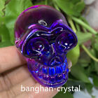 2‘’titanium rainbow aura smelting quartz skull crystal hand Carved healing 1pc