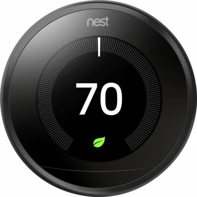 Black Google Nest 3rd Generation Learning Programmable Thermostat Kit T3016US - Image 1 of 4