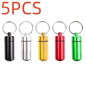 5 Stück Pillendose Schlüsselanhänger Medizinkoffer Flasche Drogenhalter Behälter - Bild 1 von 9