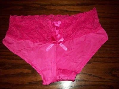 NUEVO SIN ETIQUETAS HOT KISS HIPSTER POLI/SPANDEX ENCAJE CINTURA FUCSIA S Foto 1 de 2