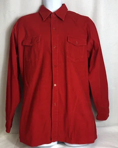 Vintage 70er Jahre Phoenix knallrotes Cordhemd mit Knopfleiste Large Langarm - Bild 1 von 12