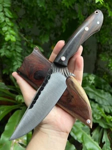 Handmade butcher chef camp knife 5.3" forged blade, FullTang Rosewood handle&pod - Picture 1 of 13