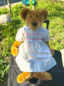 PLUSH Sugarloaf Mountain Bears Flower Dress Brown Mohair Teddy Kay Elmore TOY - Picture 1 of 7
