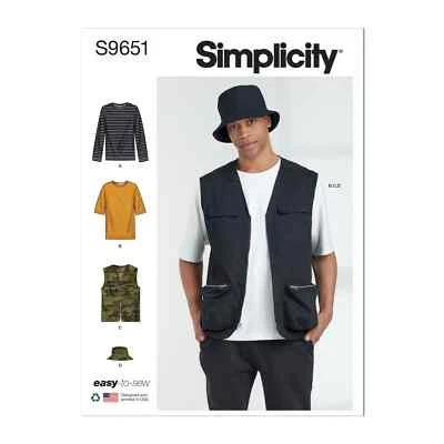 Simplicity Mens Knit Top, Vest and Hat Sewwing Pattern S9651 - Image 1 of 4