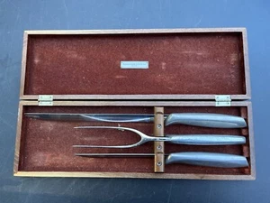 Vintage Legendary Gerber Carving Knife Set Walnut Case Snickersnee Ron Durendall - Picture 1 of 7
