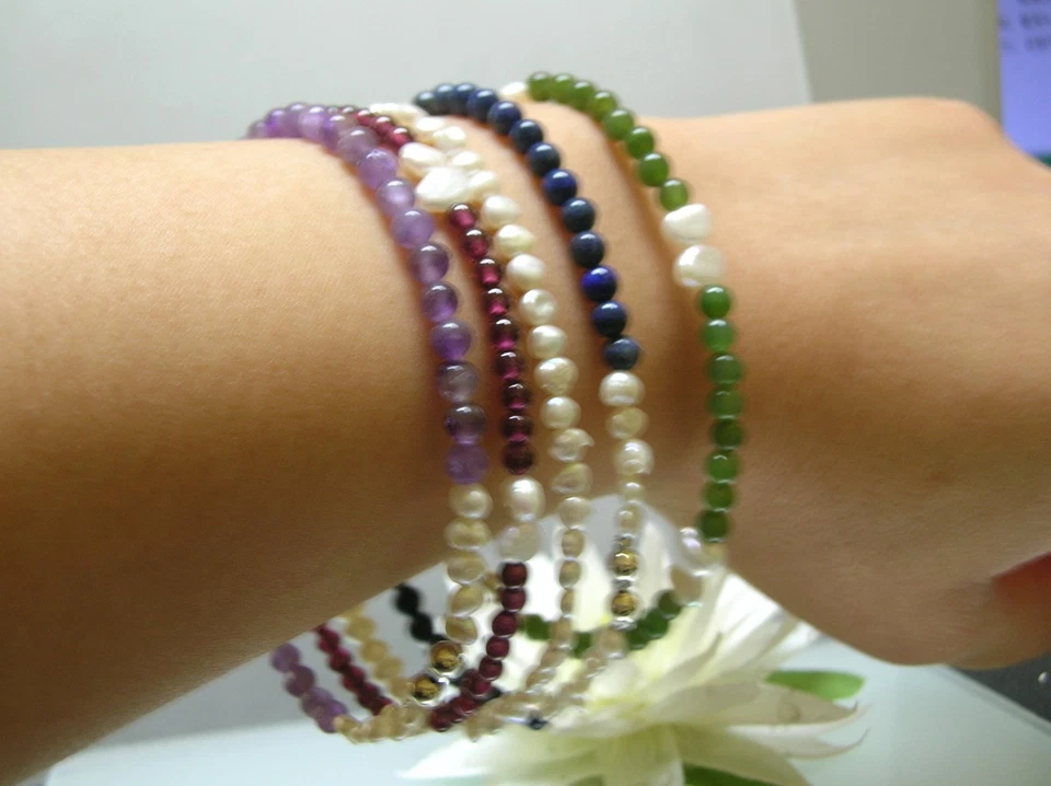 Vintage untreated natural gem / Japanese Biwa freshwater pearl Slide on Bracelet - Image 1 of 1