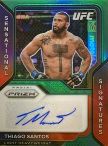 2021 Panini Prizm UFC Sensational Signature Thiago Santos Green Parallel Auto