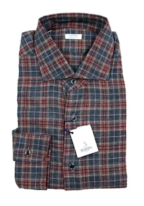 Barba Napoli Shirt Men's 2XL fits XL Grey Red Green Plaid Long Sleeve NWT $365 - Picture 1 of 6