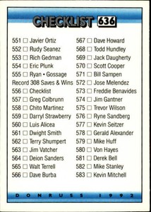 1992 Donruss Baseball #636 Checklist 556-635