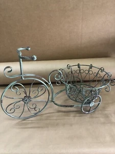 Vintage Iron Bicycle Vase Stand Old Green Collectible Decoration 22” x 13” x 14” - Picture 1 of 3