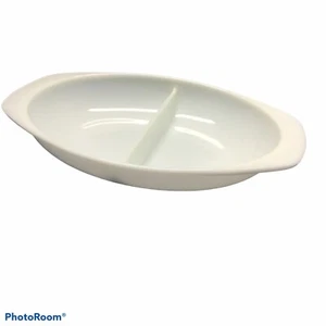 Vintage PYREX Divided Serving Dish White Milk Glass Oval Platter Tray - Picture 1 of 6