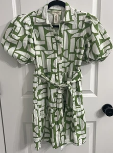 Jessica Simpson grün-weißes Print Kleid Gr. XS - Bild 1 von 6