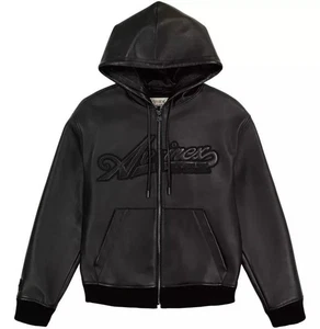 Arivex Men's black Hooded Motorcycle Biker Jacket Genuine Cowhide Leather Jacket - Picture 1 of 5