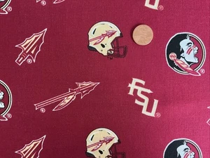 FSU Florida State Seminoles Cotton Fabric 23” x 42” Burgundy Sykes - Picture 1 of 3
