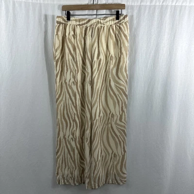 Soft Surroundings Cream Zebra Print Pull On Elastic Palazzo Pants Womens Size M - Изображение 1 из 4