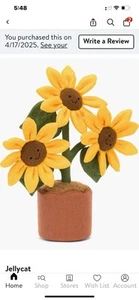 NWT Authentic Jellycat Amusables Sunflowers Plushy Stuffie - Picture 1 of 1