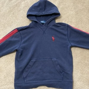 Polo Ralph Lauren Boys Youth Medium 12-14 Hoodie Big Pony Blue Sweatshirt Vintag - Picture 1 of 11