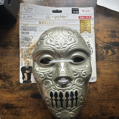 Harry Potter Death Eater Halloween Costume Accessory Kit Mask & Tattoo #2117 New - Image 1 of 2