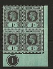 CAYMAN ISLANDS KGV 1912 1/- SG 48b IN MNH PLATE BLOCK 4