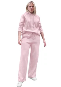 ellos Plus Size Wide Leg Fleece Sweatpant With Drawstring Waist - Picture 1 of 6