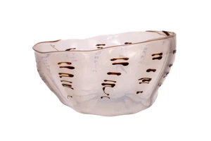 Dale Chihuly cestino tabacco anni 70 con fili marroni e avvolgente labbra - Foto 1 di 16