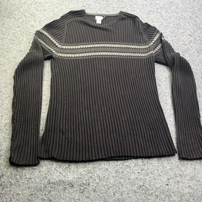 Suéter Calvin Klein Jeans Tejido Acanalado Negro XL Algodón Rayas Retro Y2K Foto 1 de 4