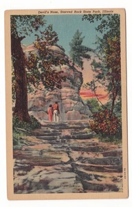 Verhungerter Rock Park Illinois Vintage Postkarte / Teufelsnase / Bastelqualität - Bild 1 von 2