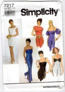 1991 Simplicity Sewing Pattern #7217 Misses Lined Evening Dress Size 8-14 Uncut - Picture 1 of 4