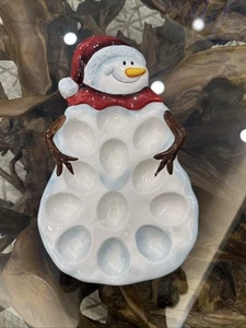 Vintage Winterland Hand Painted Snowman Deviled Egg Plate By Table Top Galleries - Bild 1 von 2