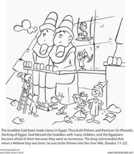 Birth of Moses Bible Story Coloring Card.  - 12/Pk Size: 6 x 6
