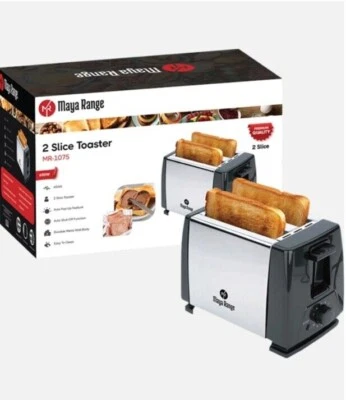 Silver Toaster 2 Slice 650W Variable Browning Control with Crumb Tray Kitchen UK - Image 1 of 4