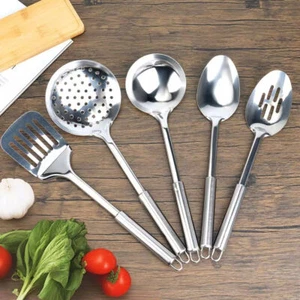 5 Pcs Stainless Steel Cooking Utensil Set Kitchen Baking Spoon Spatula BBQ New - Picture 1 of 10