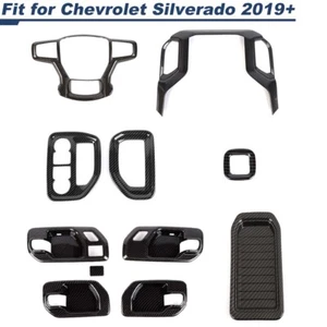 10x Interior Kit Dash Decor Cover Trim Bezels Set For Chevy Silverado 2019-2021 - Picture 1 of 16
