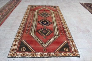 ANTIQUE HANDMADE QASHQAI WOOL RUG WITH TRIPLE MEDALLION DESIGN 280 X 148 CM - Picture 1 of 14