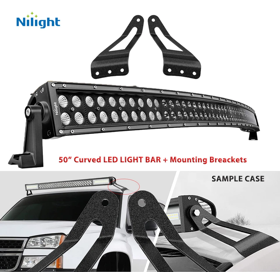 Curved 50" 288W LED Light Bar + Mount Brackets For Chevy Silverado & GMC 2007-14 Foto 1 de 4