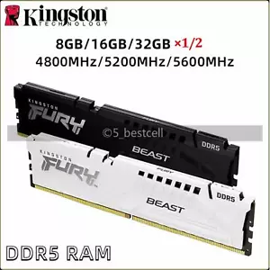 Kingston FURY Beast DDR5 8GB 16GB 32GB 4800 5200 5600MHZ DIMM Desktop Memory Lot - Picture 1 of 7
