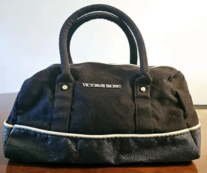 Victoria's Secret Negro con Fondo Brillante Cosméticos/Maquillaje Bolso o Monedero 11"x 6"x4" - Imagen 1 de 5