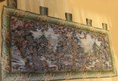 Tapestry Wall Hanging Art Victorian Style House In The Woods, Sea Gull 35"x81" - Image 1 of 4