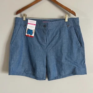 Isaac Mizrahi Tailored Short Size 14 New 100% Cotton Pockets Blue Lightweight - Picture 1 of 6