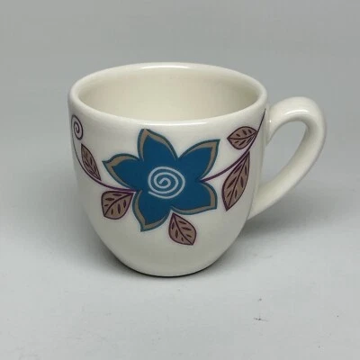EMA Vista Alegre Portugal Cerámica ESPRESSO / TAZA DEMITASSE, FLOR AZUL, HOJAS Foto 1 de 4