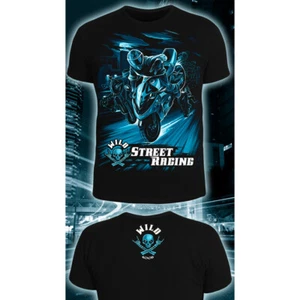 T-Shirt "Wild street Racing" mit Muster unter UV Schwarzlicht leuchtet Neon - Bild 1 von 4