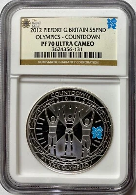 2012 Great Britain Silver 5 Pounds Piefort London Olympics NGC PF-70 UCAM - Image 1 of 4
