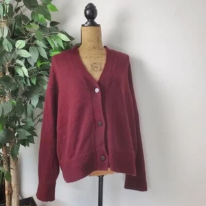 VINCE Wool Cashmere Burgundy Button Down Cardigan Sweater Size 2X - Picture 1 of 9