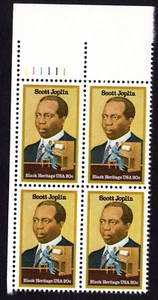 Scott #2044 20¢ Scott Joplin Black Heritage Plate Block of 4 Stamps - MNH UL - Picture 1 of 1