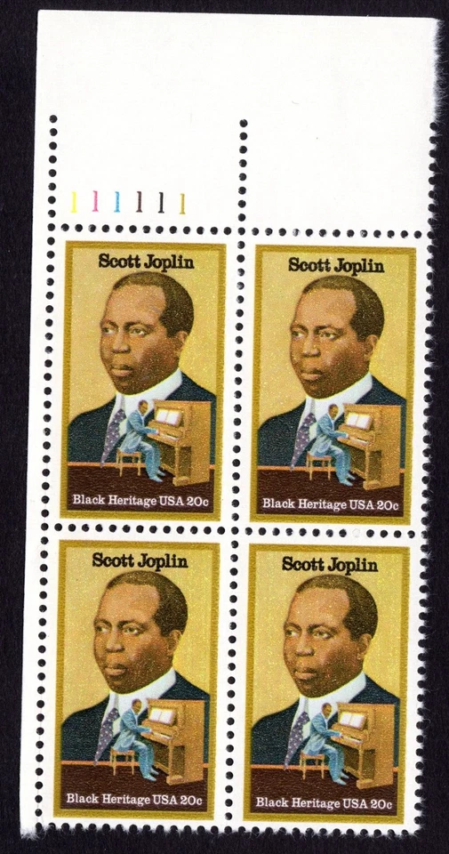 Scott #2044 20¢ Scott Joplin Black Heritage Plate Block of 4 Stamps - MNH UL - Image 1 of 1